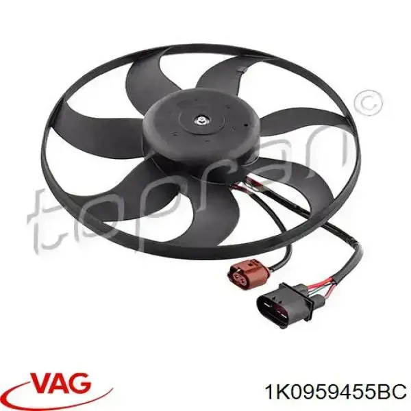 1K0959455BC VAG Ventilador elétrico de esfriamento montado (motor + roda de aletas) esquerdo