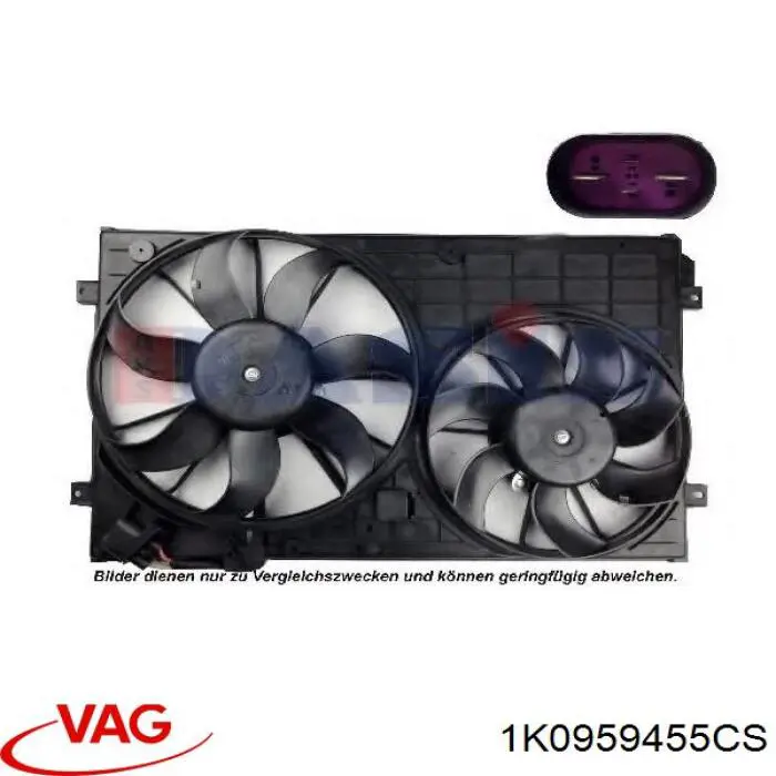 1K0959455CS VAG Ventilador elétrico de esfriamento montado (motor + roda de aletas) esquerdo