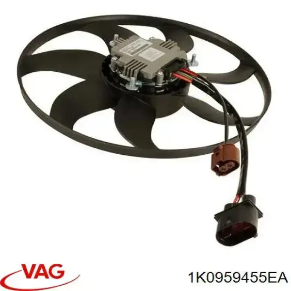 1K0959455EA VAG Ventilador elétrico de esfriamento montado (motor + roda de aletas) esquerdo