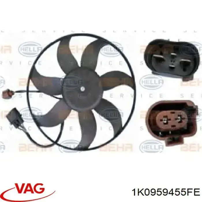 1K0959455FE VAG Ventilador elétrico de esfriamento montado (motor + roda de aletas) esquerdo