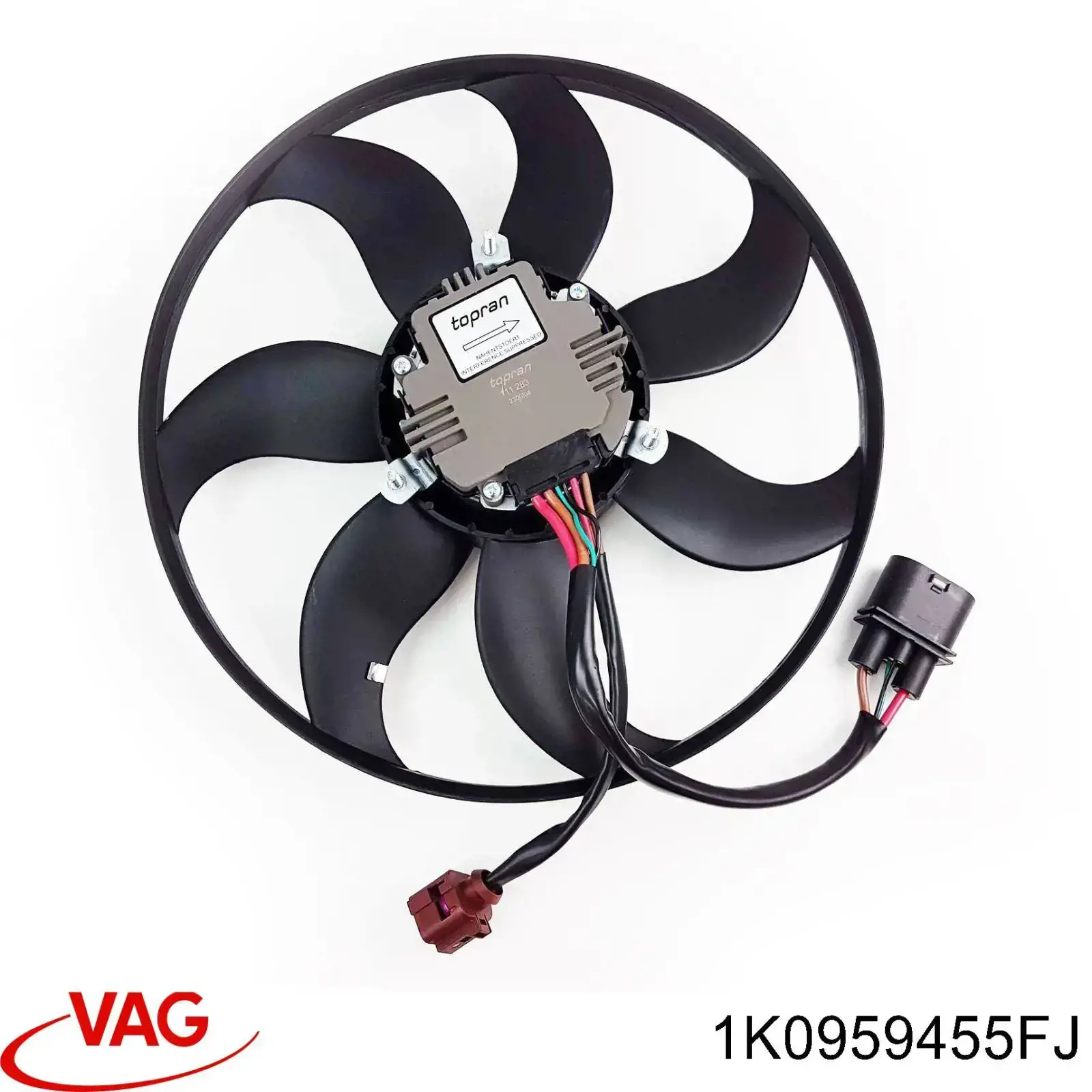 1K0959455FJ VAG Ventilador elétrico de esfriamento montado (motor + roda de aletas) esquerdo