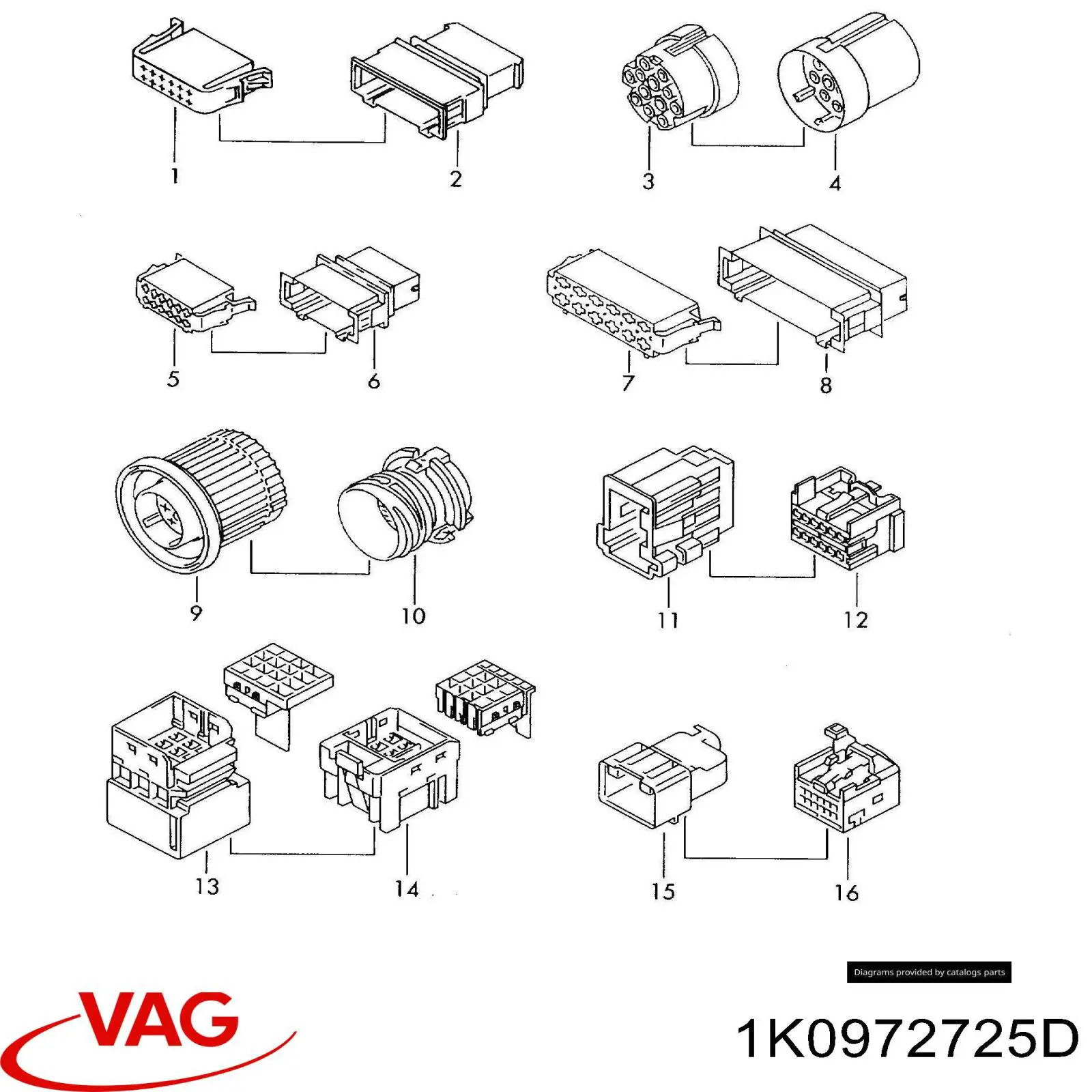  VAG 1K0972725D preço, a partir de 0,50 USD