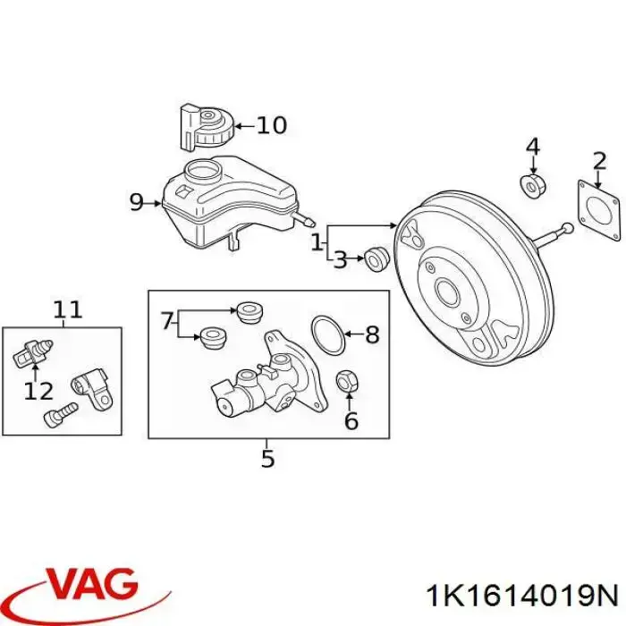 Cilindro mestre do freio VAG 1K1614019N preço, a partir de 82,88 USD