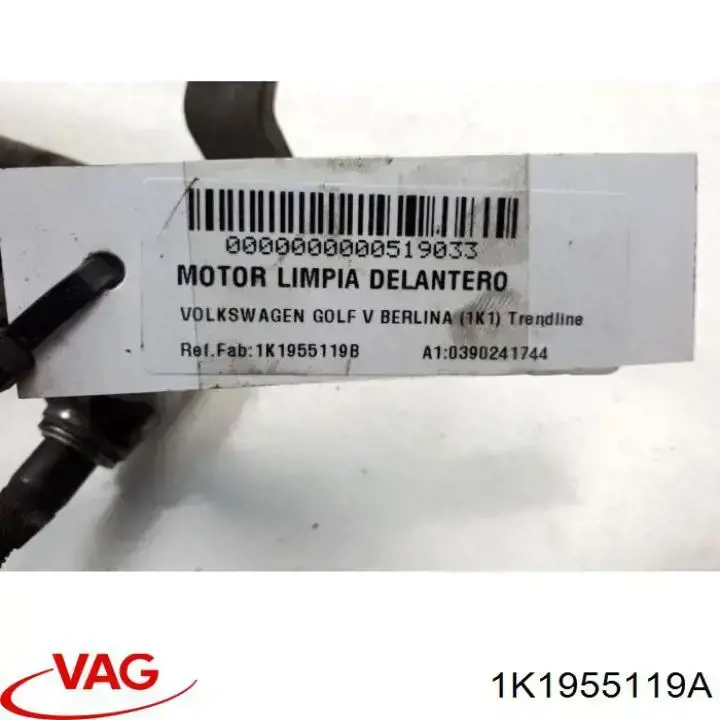 1K1955119A VAG Motor de limpador pára-brisas do pára-brisas