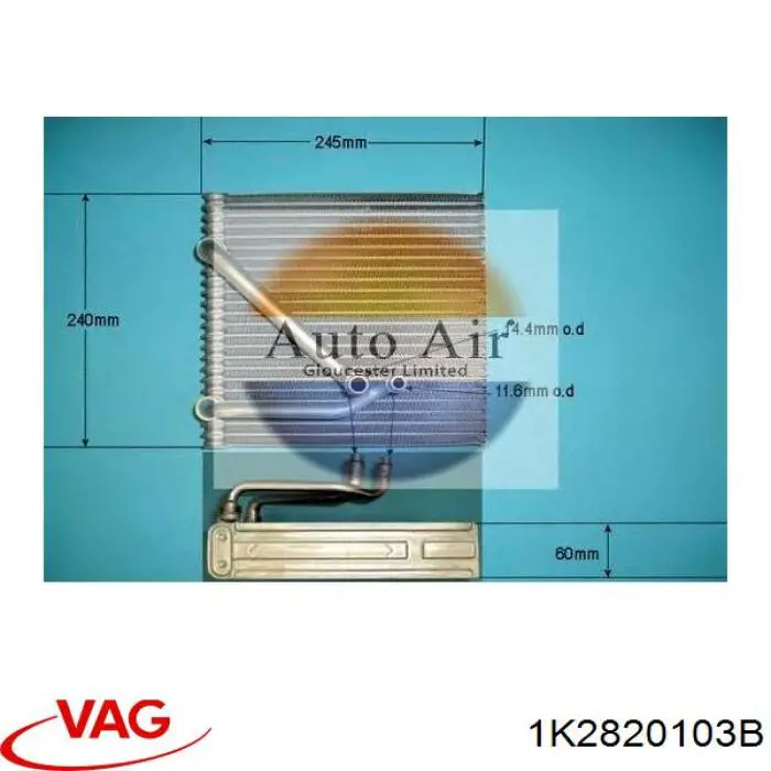 1K2820103B VAG Vaporizador de aparelho de ar condicionado