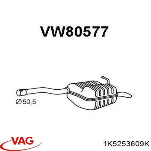 1K5253609K VAG Silenciador, parte traseira