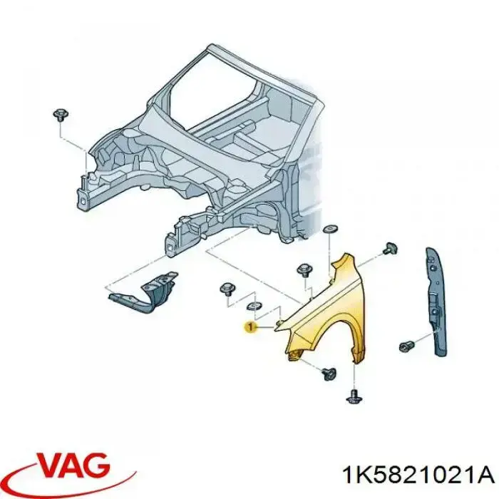 Pára-lama dianteiro esquerdo VAG 1K5821021A preço, a partir de 85,69 USD