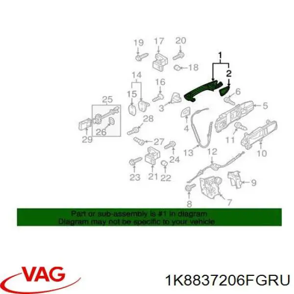 Maçaneta externa dianteira/traseira da porta direita VAG 1K8837206FGRU preço, a partir de 39,16 USD