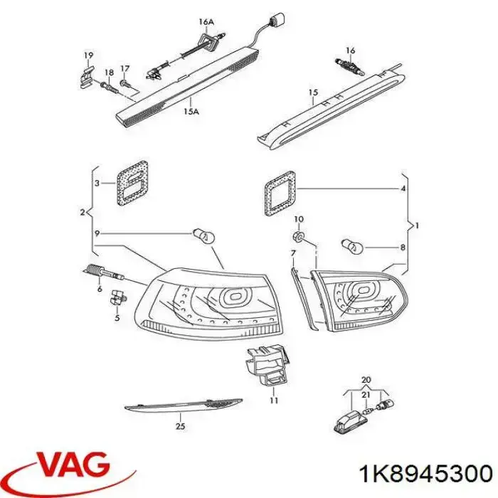 Braçadeira de fixação da luz traseira VAG 1K8945300 preço, a partir de 6,41 USD