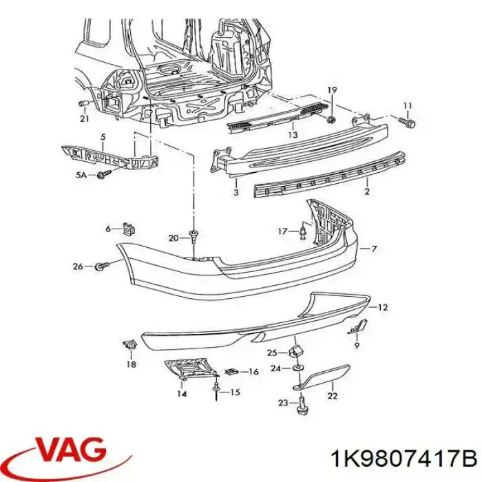 1K9807417BGRU VAG Pára-choque traseiro