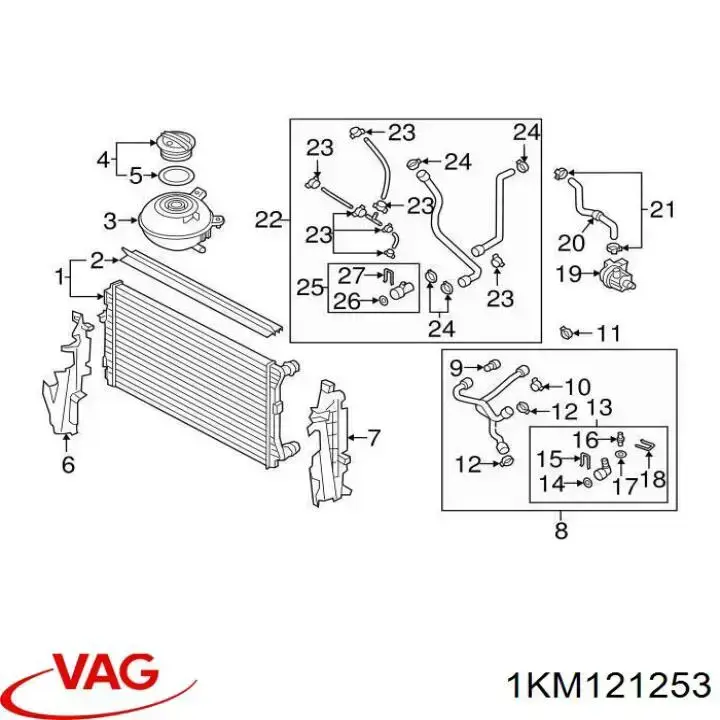 Radiador de esfriamento de motor VAG 1KM121253 preço, a partir de 117,30 USD