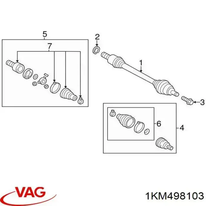 1KM498103 VAG Junta homocinética interna dianteira