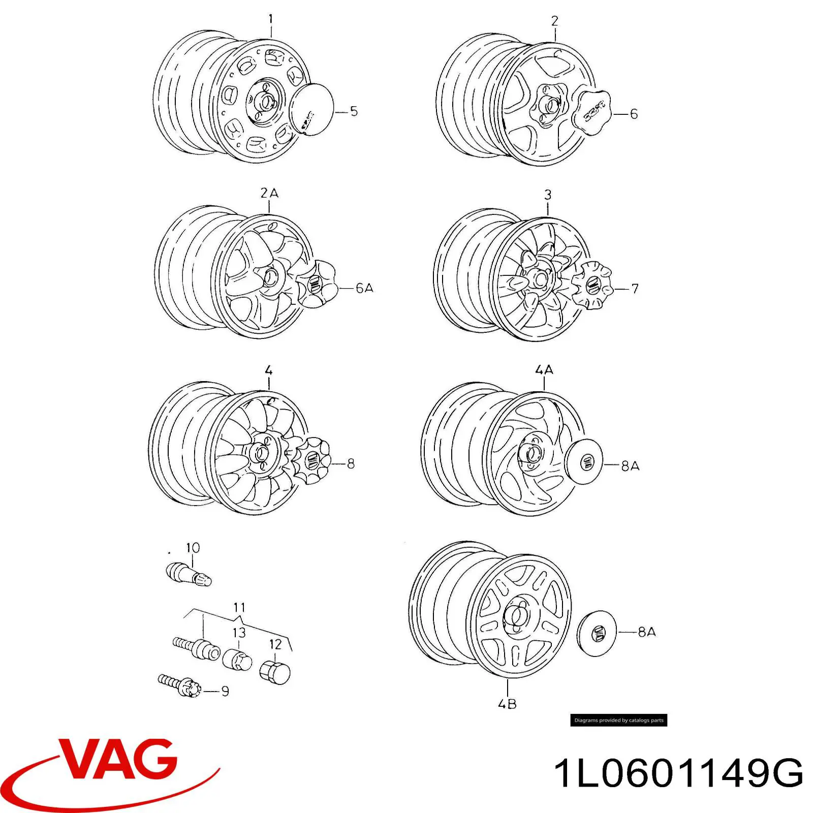 1L0601149G VAG Coberta de disco de roda