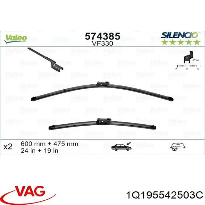 Limpa-pára-brisas do pára-brisas de condutor VAG 1Q195542503C preço, a partir de 19,61 USD