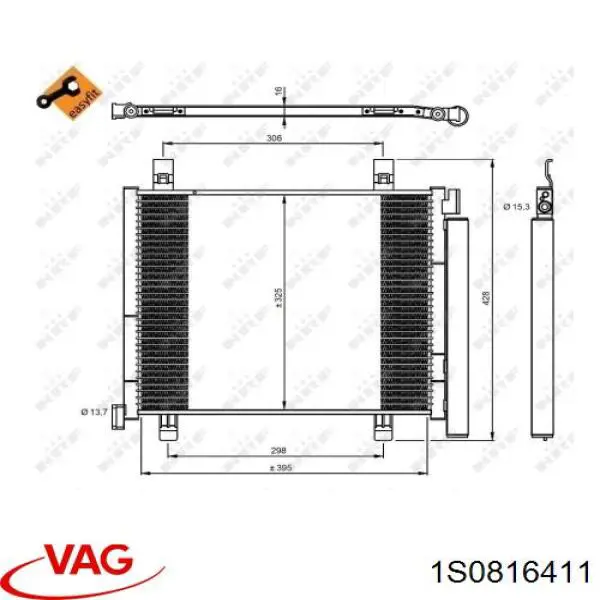 Compre 1S0816411 VAG Radiador de aparelho de ar condicionado