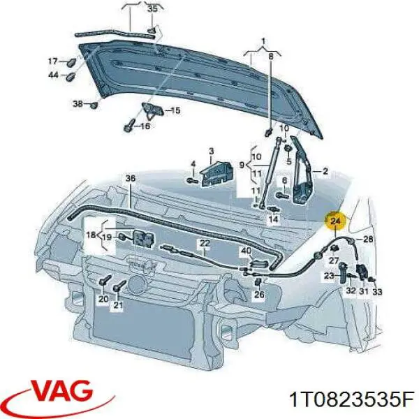 Cabo traseiro de abertura da capota VAG 1T0823535F preço, a partir de 14,25 USD