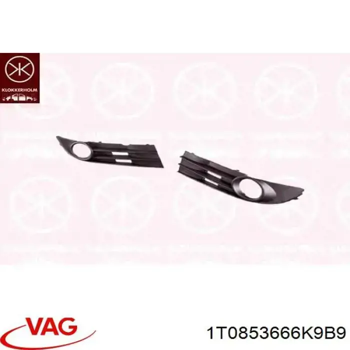 1T0853666K9B9 VAG Grelha direita do pára-choque dianteiro