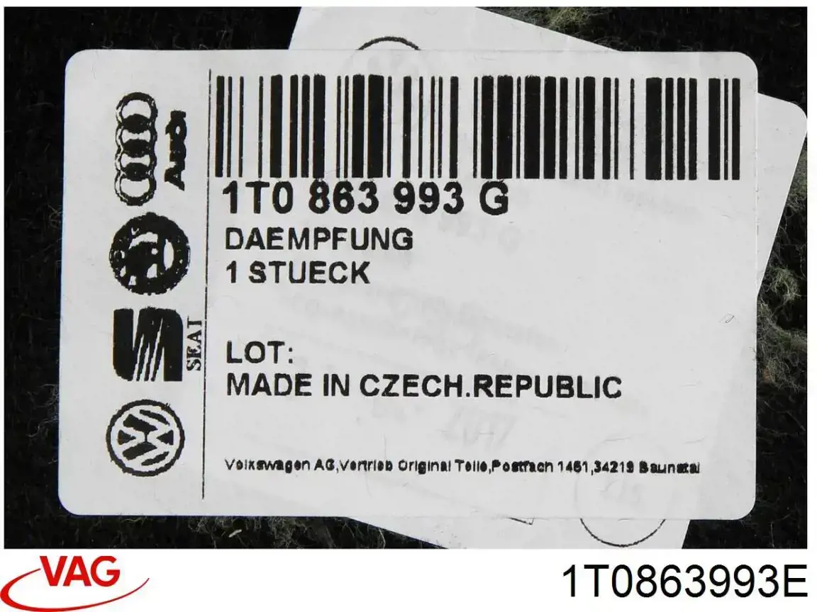 Isolamento de ruído da capota VAG 1T0863993E preço, a partir de 59,18 USD
