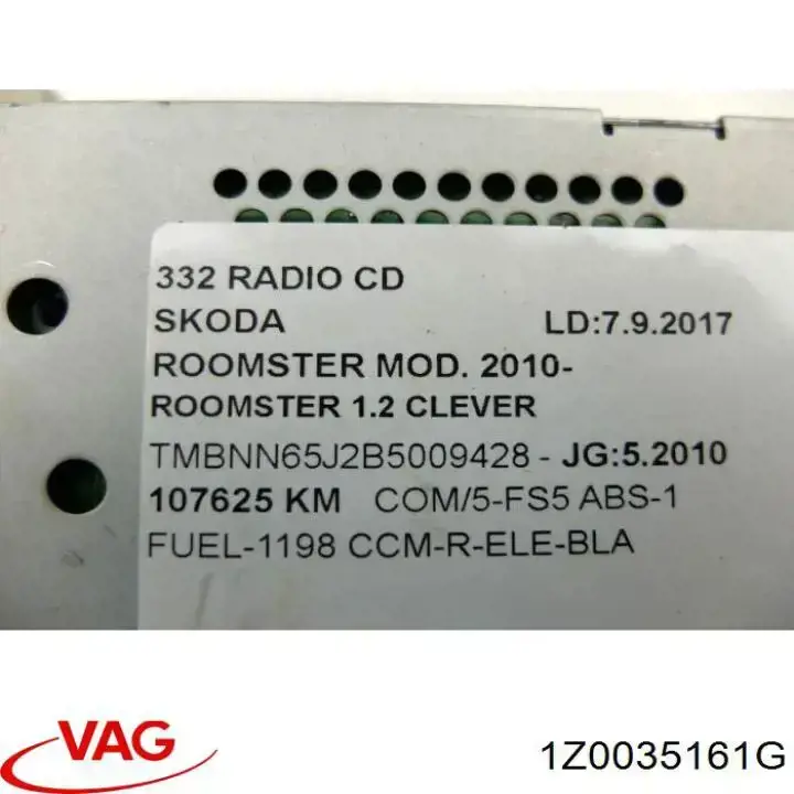 1Z0035161G VAG Aparelhagem de som (rádio AM/FM)