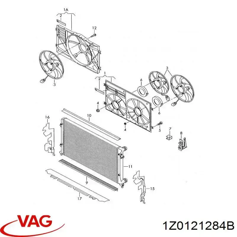Compre 1Z0121284B VAG Conduto de ar (defletor) direito do radiador
