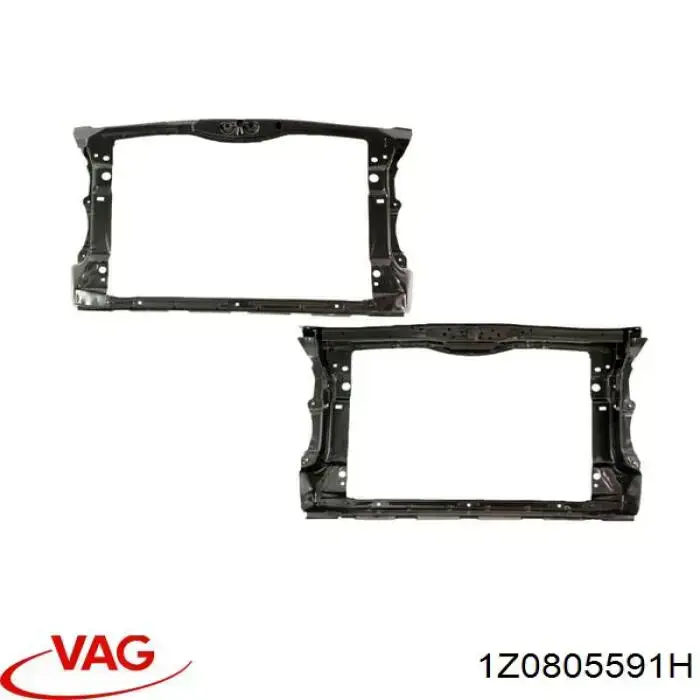1Z0805591H VAG Suporte do radiador montado (painel de montagem de fixação das luzes)