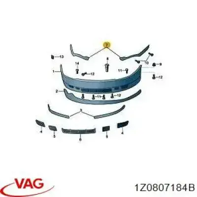 1Z0807184B VAG Guia do pára-choque dianteiro direito