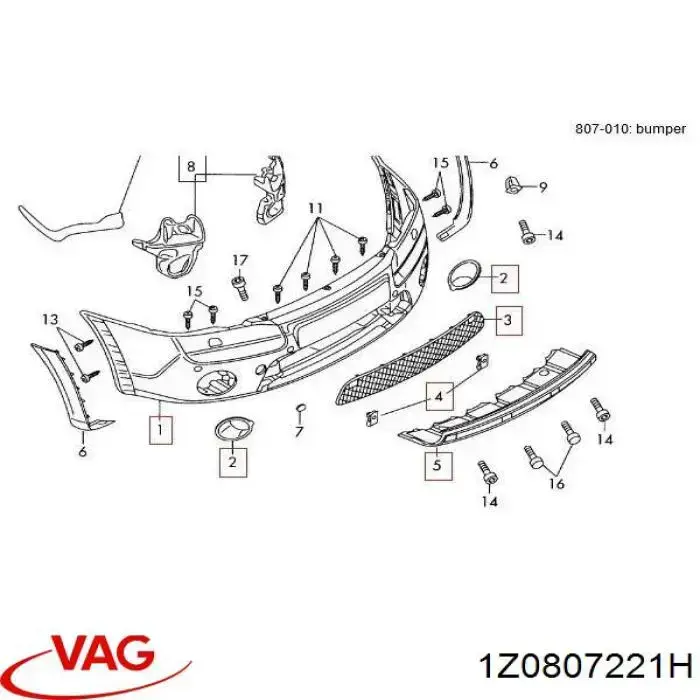 1Z0807221H VAG Pára-choque dianteiro