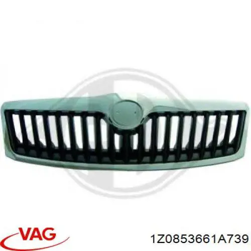 Compre 1Z0853661A739 VAG Placa sobreposta (carcaça) de grelha do radiador