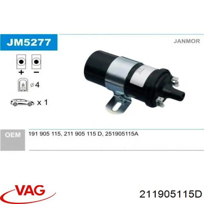 Bobina de ignição VAG 211905115D preço, a partir de 52,78 USD