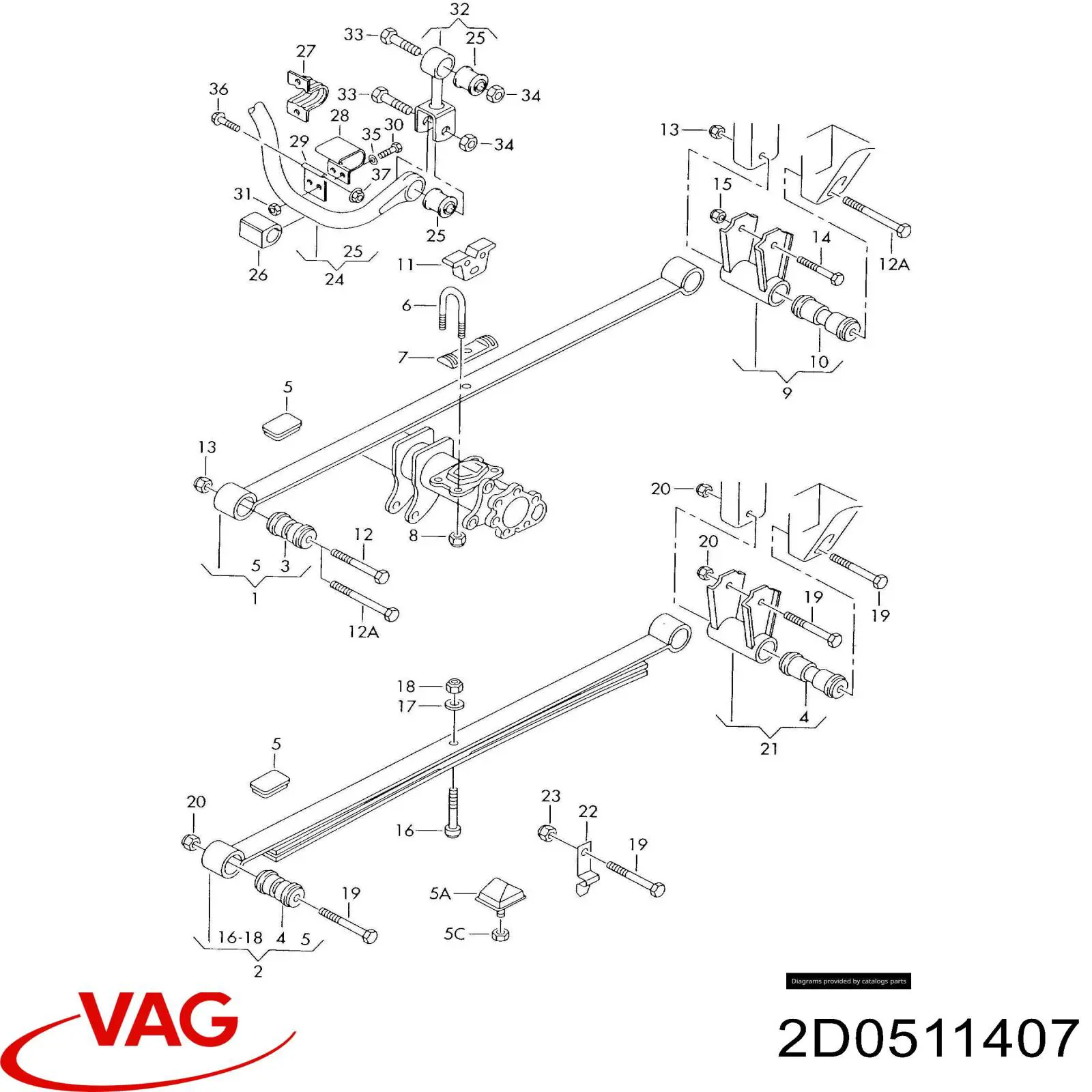 Estabilizador traseiro para Volkswagen LT 28-35 II 2DB, 2DE, 2DK