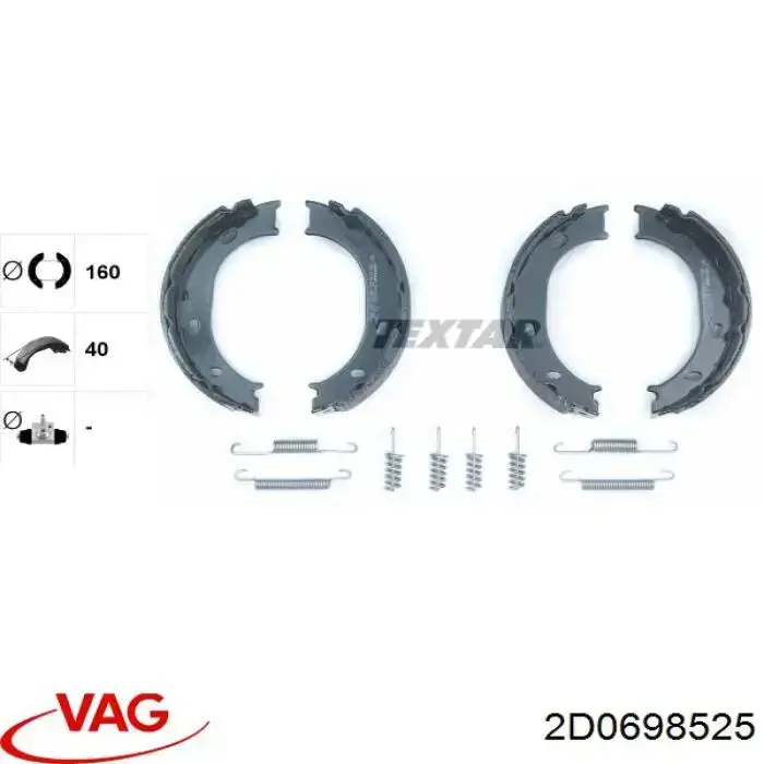 Compre 2D0698525 VAG Sapatas do freio de estacionamento