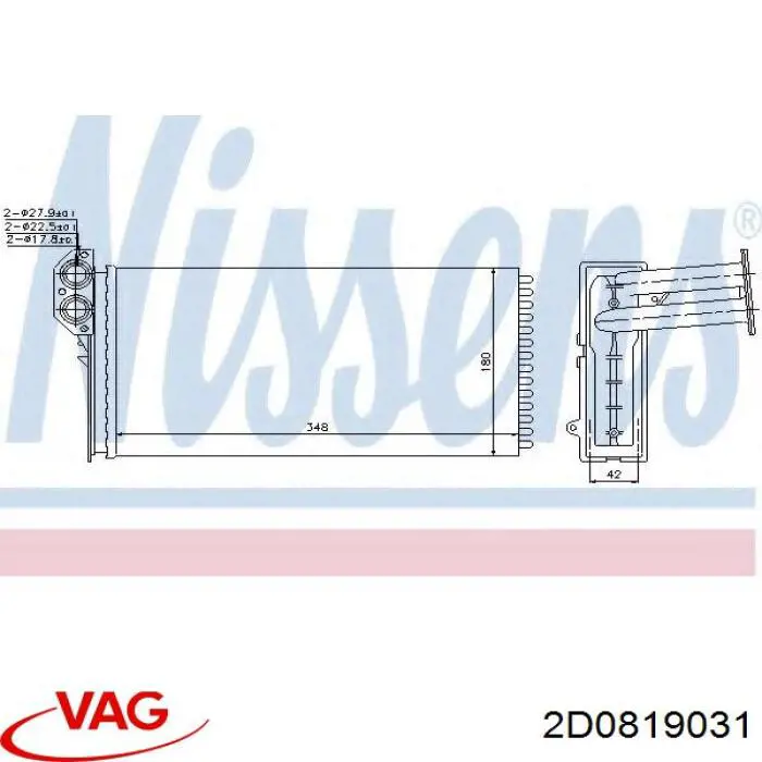 Radiador de forno (de aquecedor) VAG 2D0819031 preço, a partir de 66,78 USD