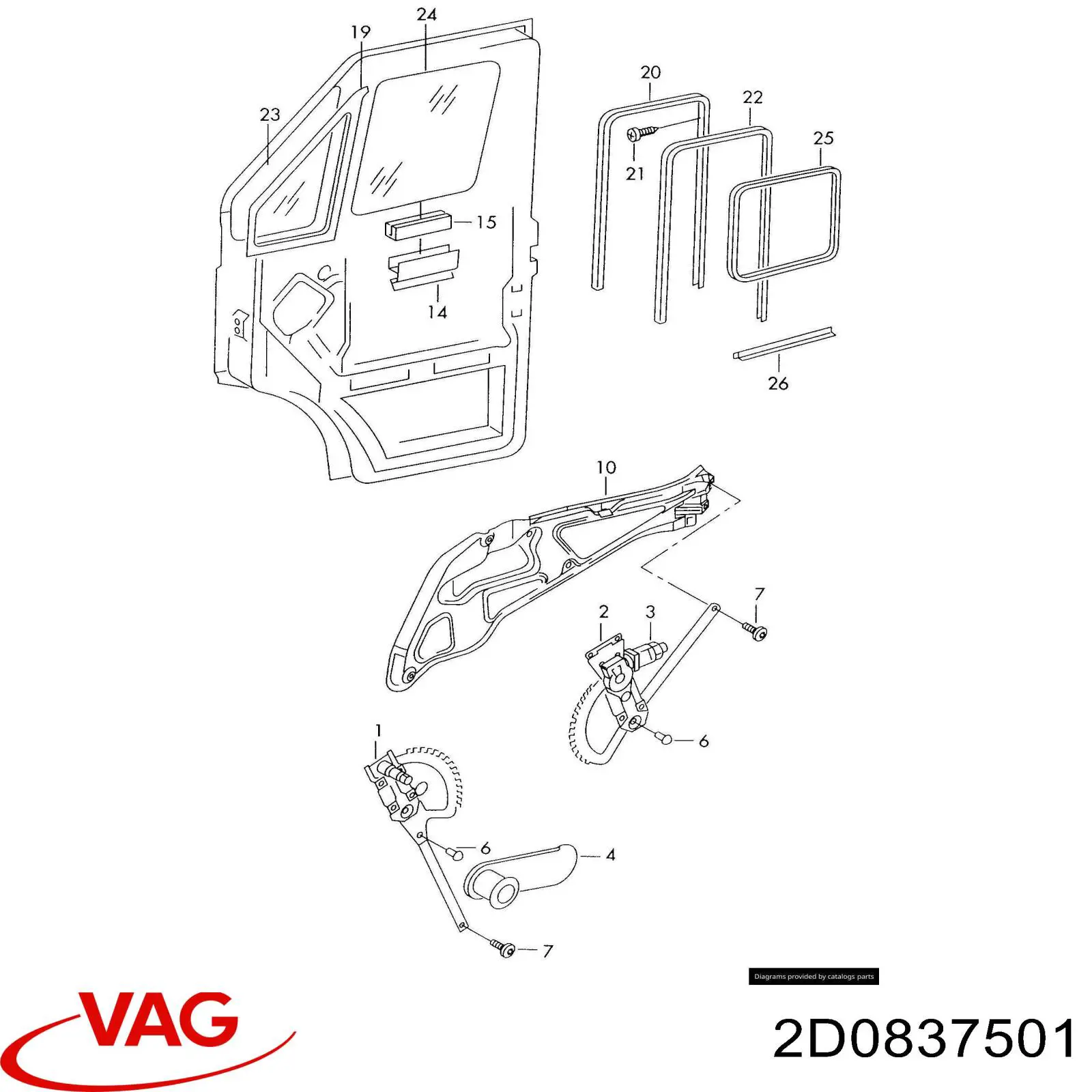 Mecanismo de acionamento de vidro da porta dianteira esquerda para Volkswagen LT 28-35 II 2DB, 2DE, 2DK