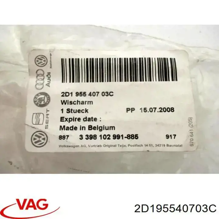 Compre 2D195540703C VAG Braço de limpa-pára-brisas do pára-brisas