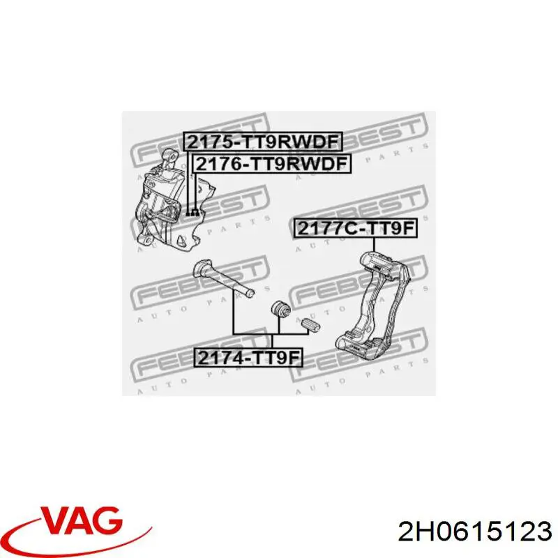 Compre 2H0615123 VAG Suporte do freio dianteiro esquerdo