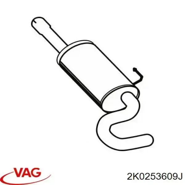 2K0253609J VAG Silenciador, parte traseira