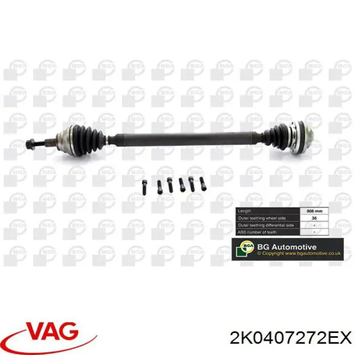 Semieixo (acionador) dianteiro direito VAG 2K0407272EX preço, a partir de 100,44 USD