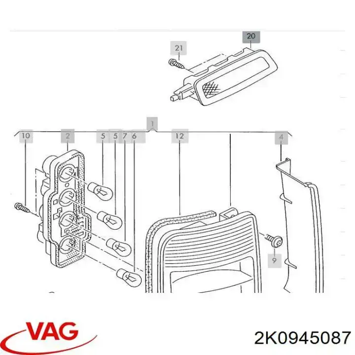 Compre 2K0945087 VAG Sinal de parada traseiro adicional