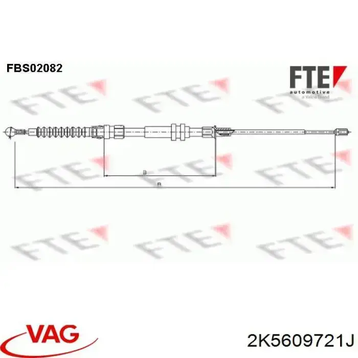 Cabo traseiro direito/esquerdo do freio de estacionamento VAG 2K5609721J preço, a partir de 12,95 USD