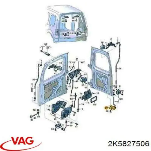 Compre 2K5827506 VAG Fecho inferior da porta traseira direita batente