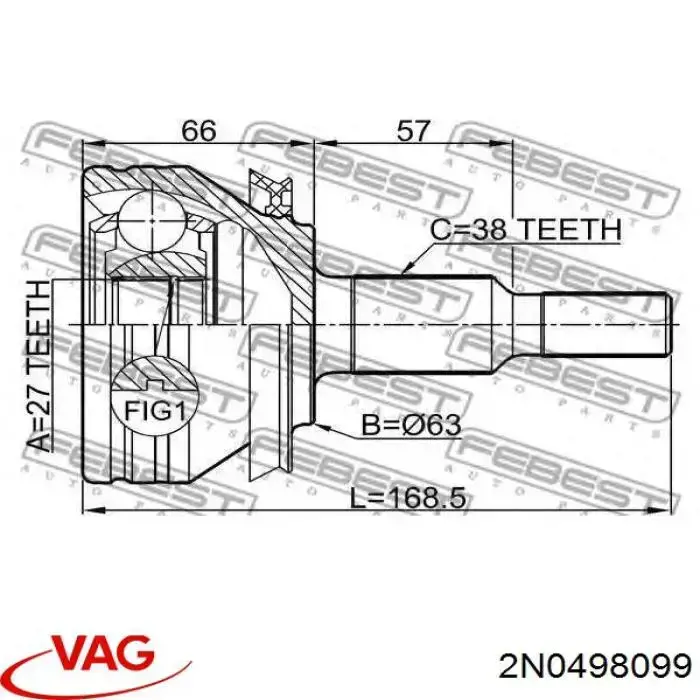 Junta homocinética externa dianteira VAG 2N0498099 preço, a partir de 82,61 USD