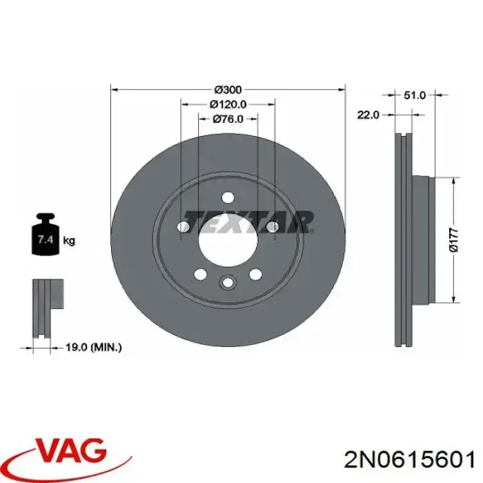 Disco do freio traseiro VAG 2N0615601 preço, a partir de 71,54 USD