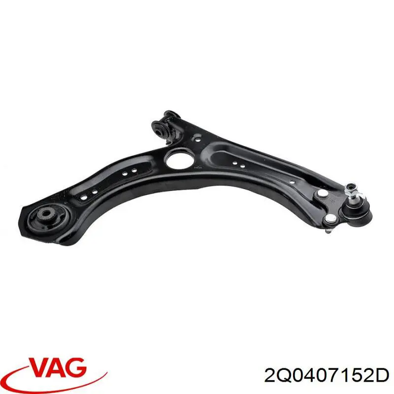 2Q0407152B VAG Braço oscilante inferior direito de suspensão dianteira