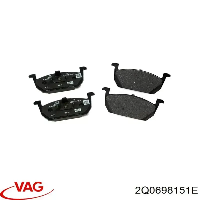 2Q0698151E VAG Sapatas do freio dianteiras de disco