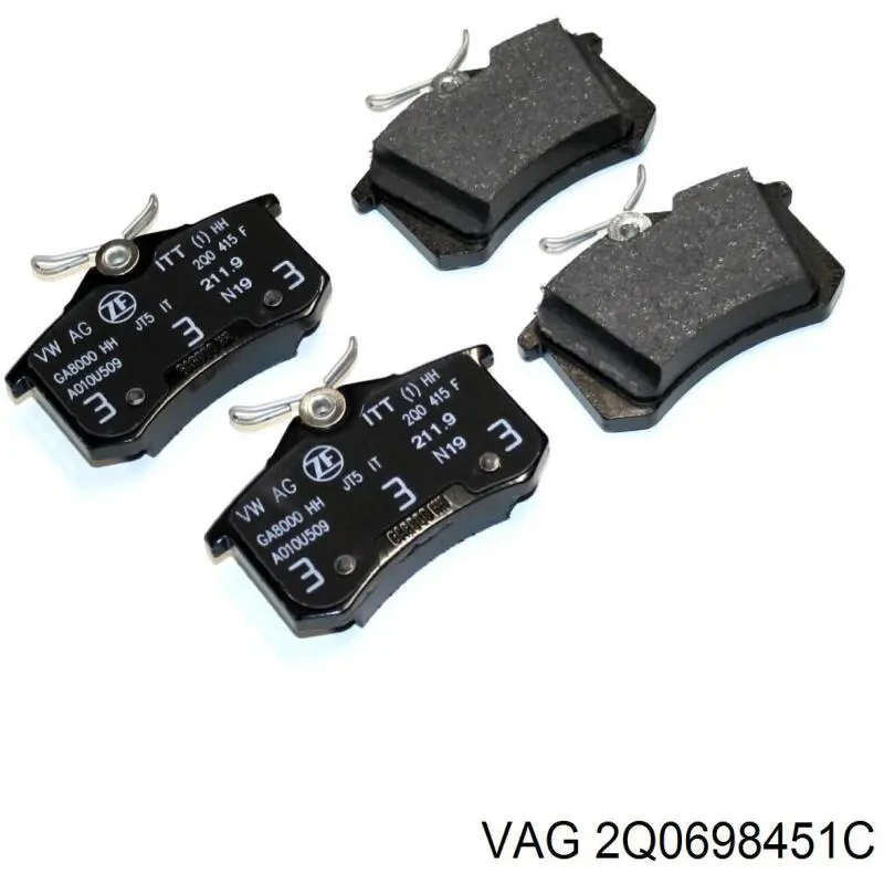 2Q0698451C VAG Sapatas do freio traseiras de disco