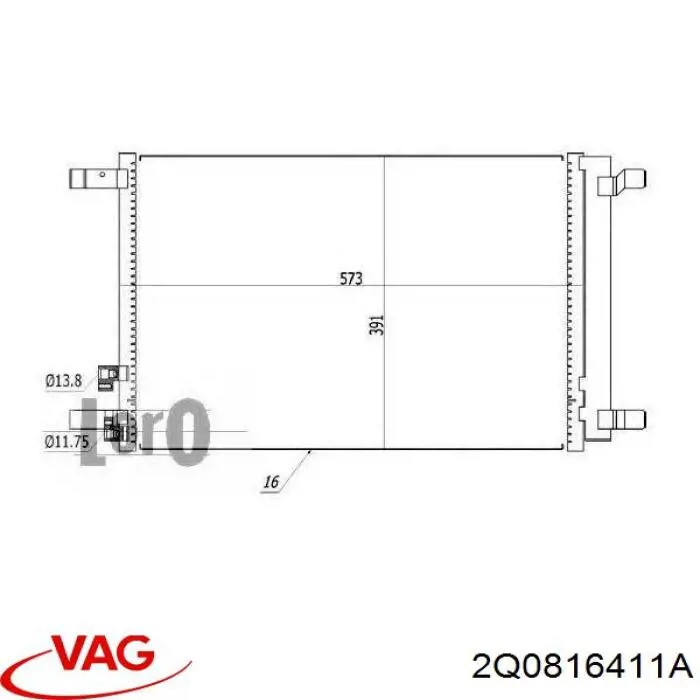 Radiador de aparelho de ar condicionado VAG 2Q0816411A preço, a partir de 150,74 USD