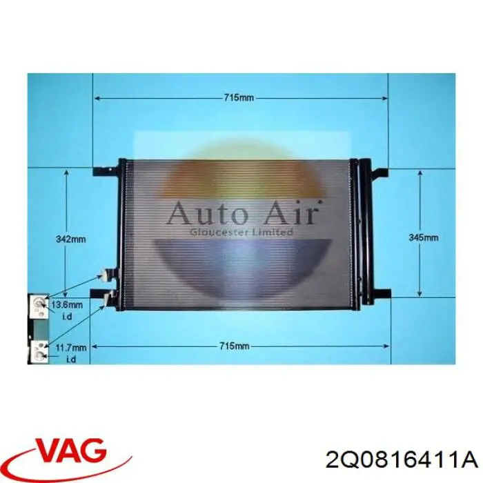 Compre 2Q0816411A VAG Radiador de aparelho de ar condicionado