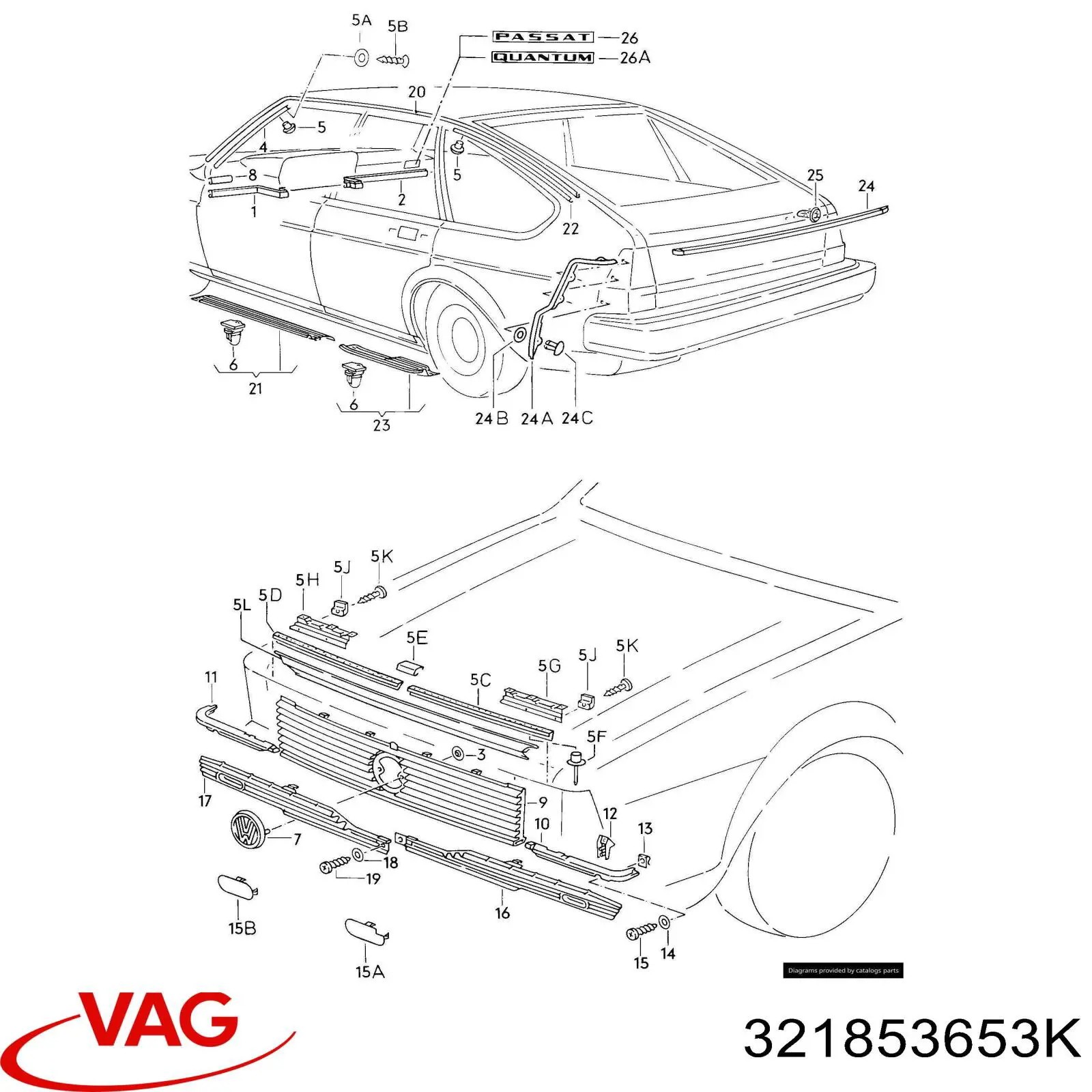 Grelha do radiador Volkswagen Passat B2 32B