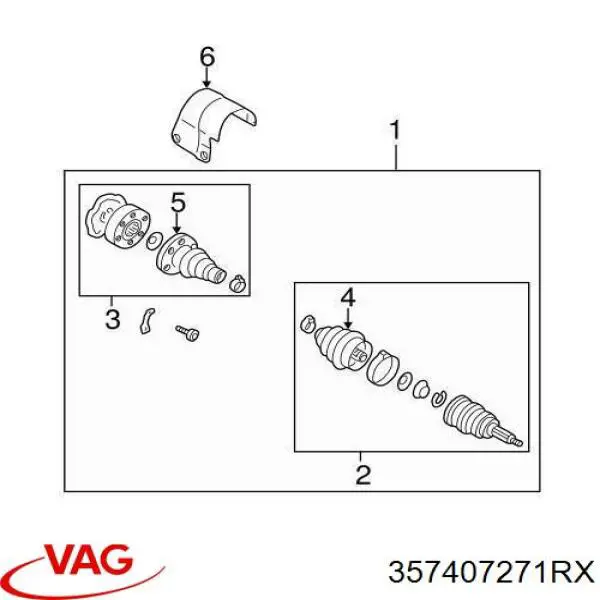 Compre 357407271RX VAG Semieixo (acionador) dianteiro esquerdo
