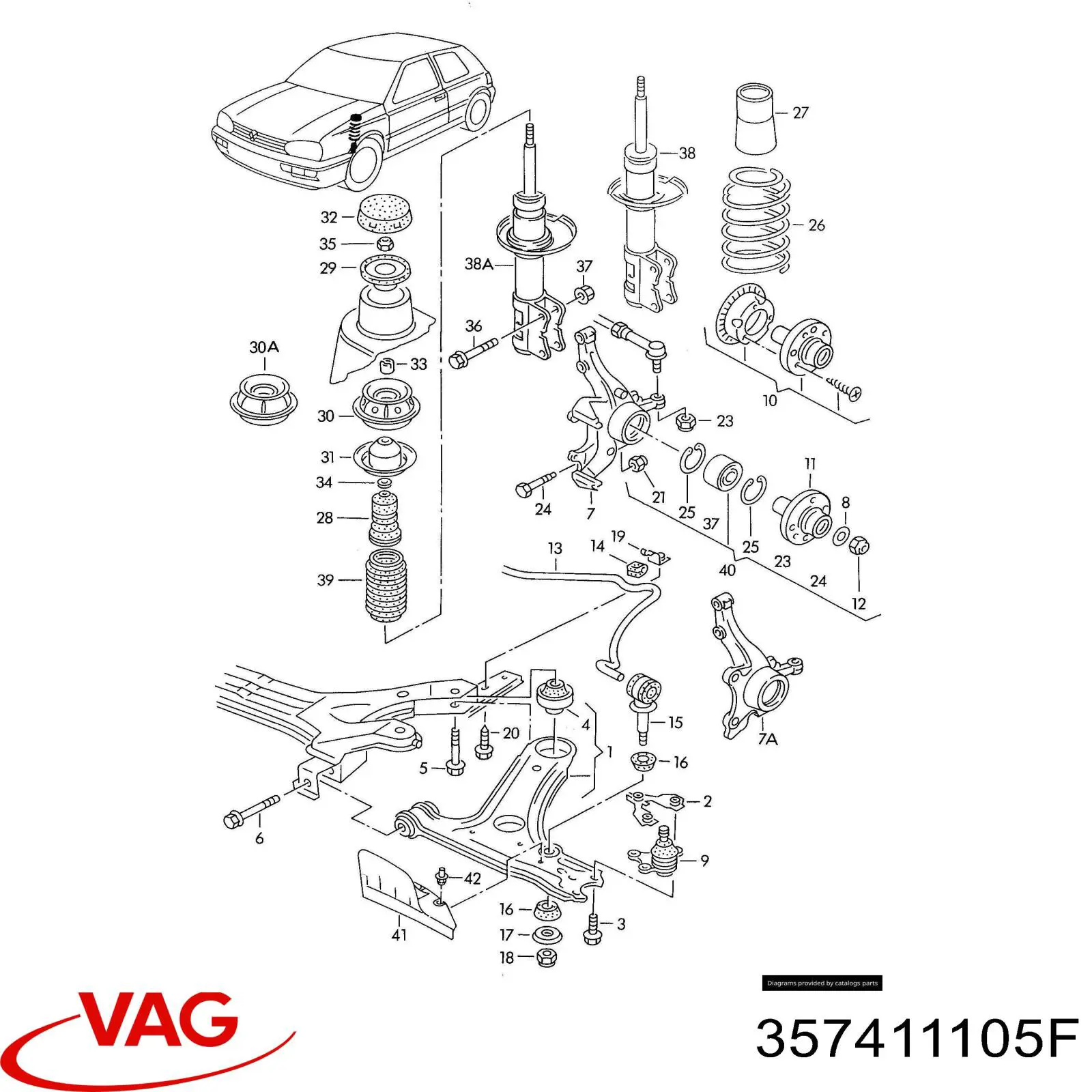 Mola dianteira VAG 357411105F preço, a partir de 93,66 USD